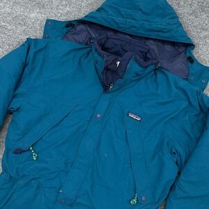 Vintage 90s Patagonia Jacket Kids XL Blue Guide Parka‎ Nylon Hooded Full Zip